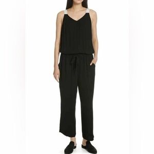 Eileen Fisher Silk Georgette Jumpsuit Black Sleeveless Women's Size Small